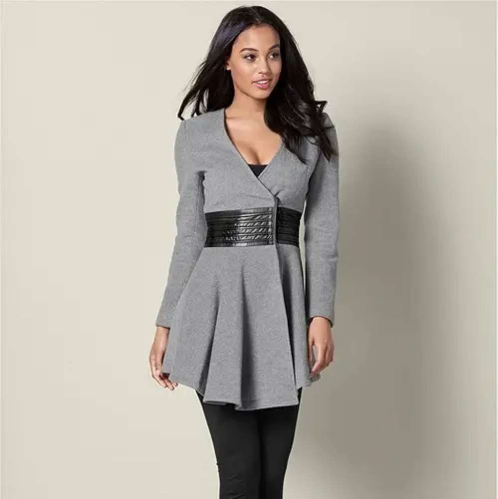 Faux Leather Detail Jacket